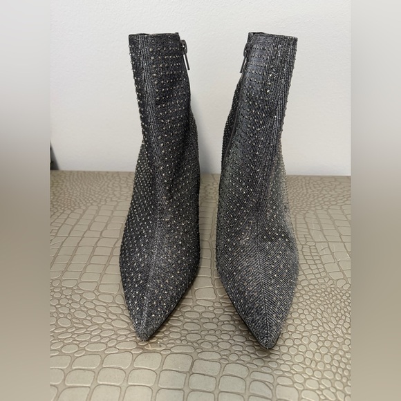 Steve Madden Shoes - STEVE MADDEN Harper Pewter Sparkly Studded Ankle Booties Heels Shoes SZ 10